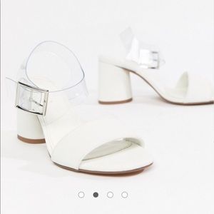 White sandals with clear strap